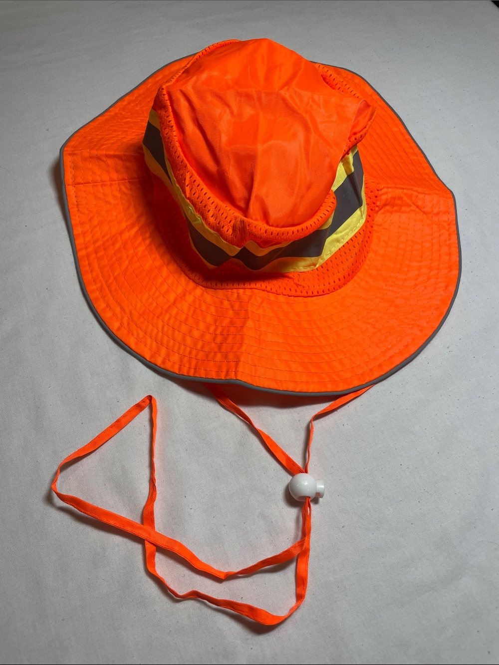 Men’s High-Visibility Orange Sun Hat with Chin Strap
